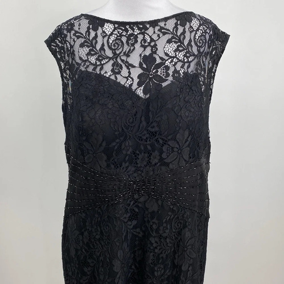 Jade Couture Formal Mother of the Bride Dress Womens Size 16 Black Lace Beaded - Picture 2 of 14